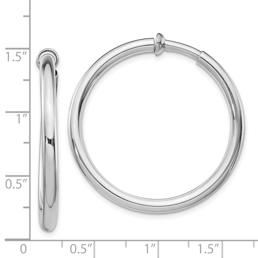 Sterlingsilber Rhodiniert 3x37mm Non-pierced Rund Creolen