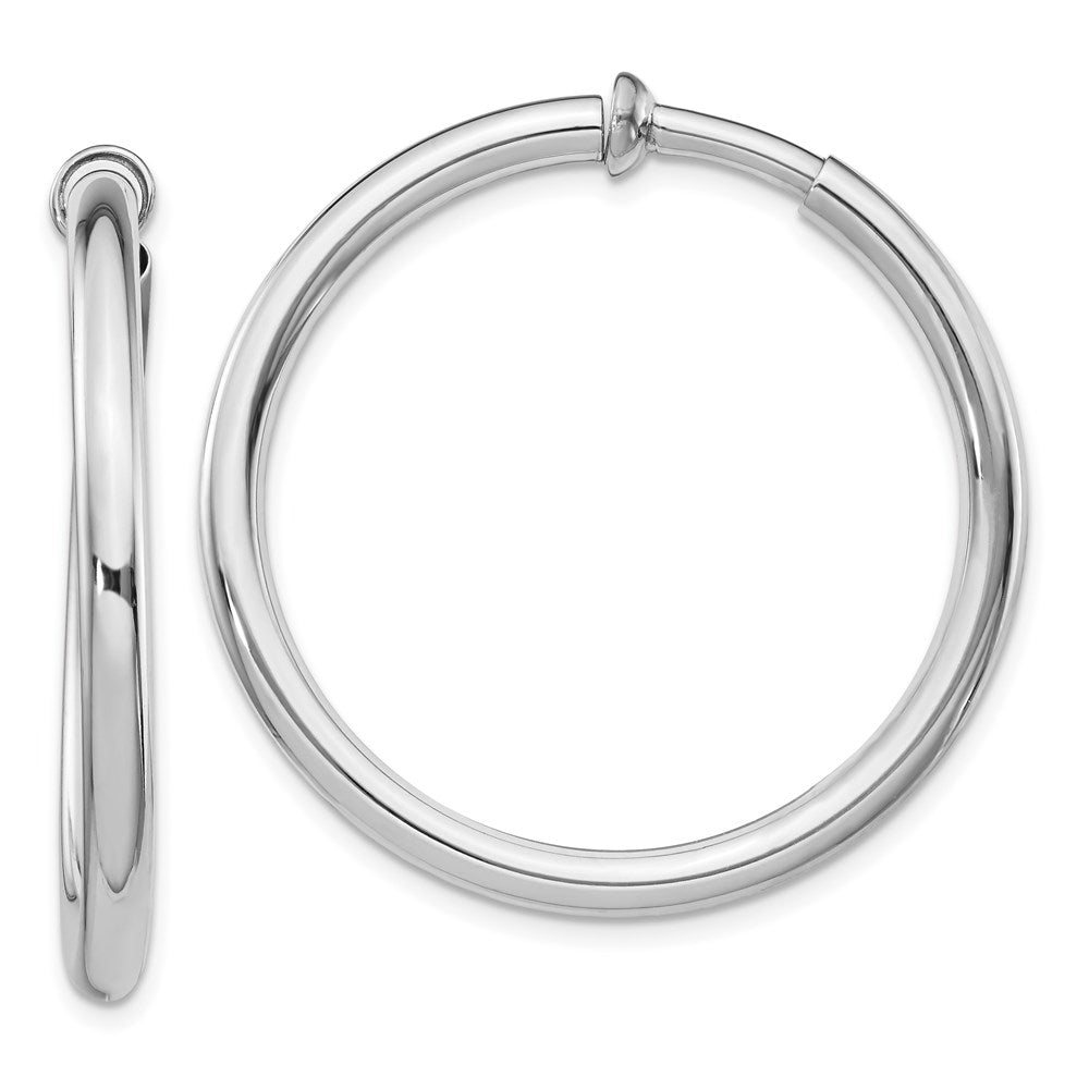 Sterlingsilber Rhodiniert 3x37mm Non-pierced Rund Creolen