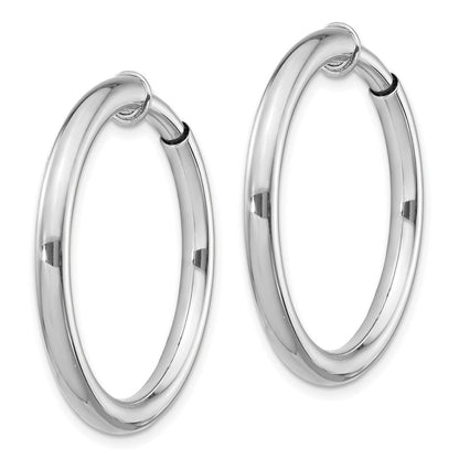 Sterlingsilber Rhodiniert 3x31mm Non-pierced Rund Creolen