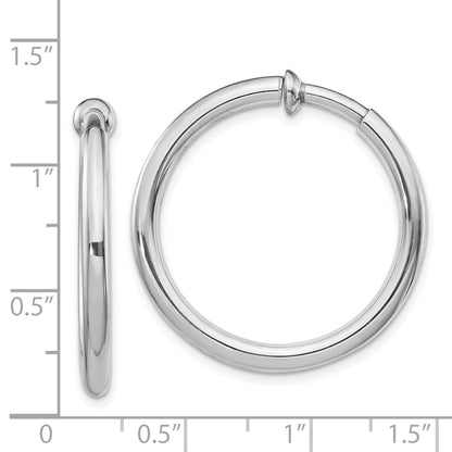 Sterlingsilber Rhodiniert 3x31mm Non-pierced Rund Creolen