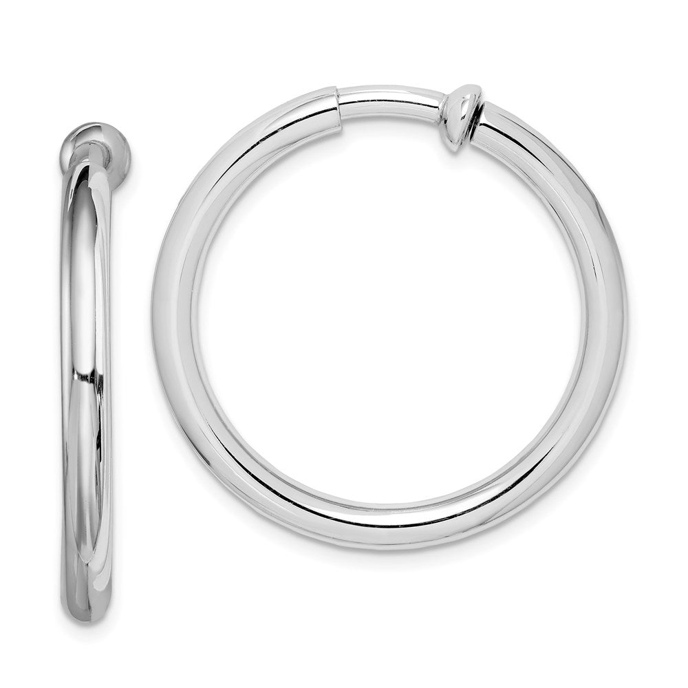 Sterlingsilber Rhodiniert 3x31mm Non-pierced Rund Creolen