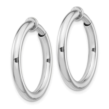 Sterlingsilber Rhodiniert 3x27mm Non-pierced Rund Creolen