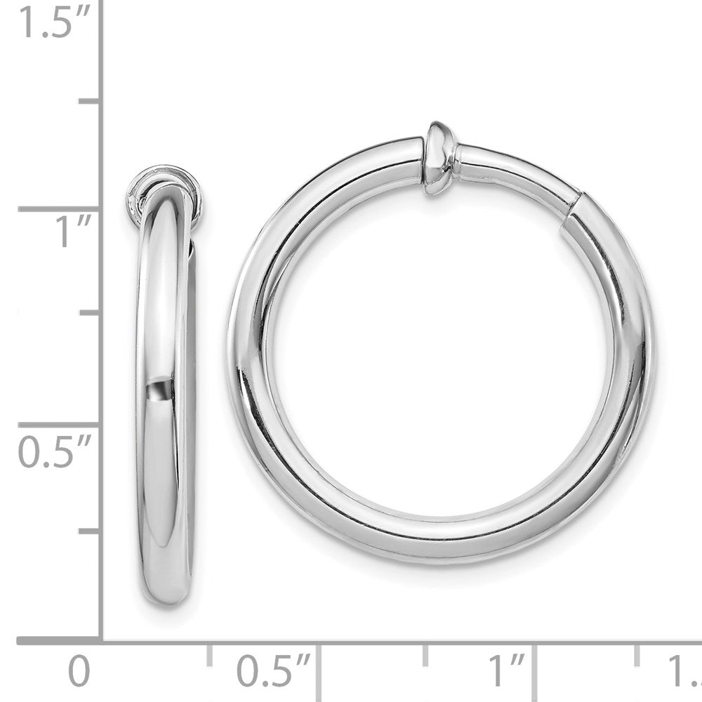 Sterlingsilber Rhodiniert 3x27mm Non-pierced Rund Creolen
