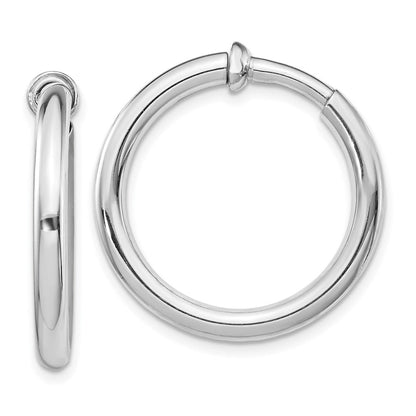 Sterlingsilber Rhodiniert 3x27mm Non-pierced Rund Creolen
