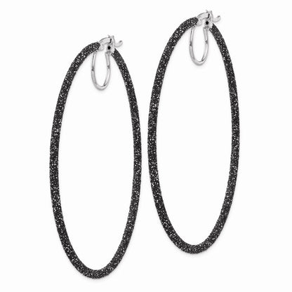 Sterlingsilber Rhodium/black Glitzer Emaille 2x55mm Creolen