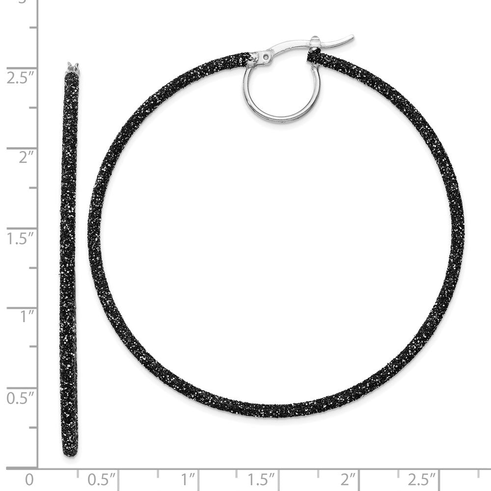 Sterlingsilber Rhodium/black Glitzer Emaille 2x55mm Creolen