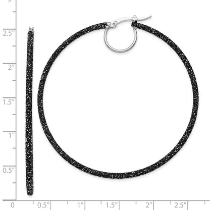Sterlingsilber Rhodium/black Glitzer Emaille 2x55mm Creolen