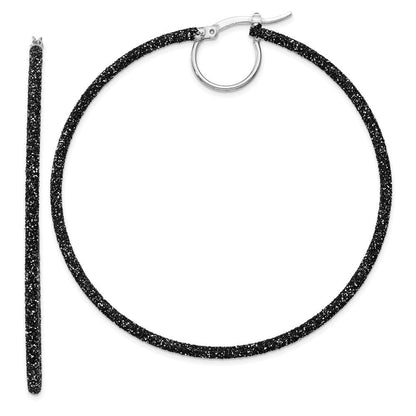 Sterlingsilber Rhodium/black Glitzer Emaille 2x55mm Creolen