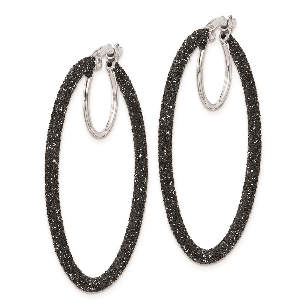 Sterlingsilber Rhodium/black Glitzer Emaille 2x35mm Creolen