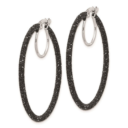 Sterlingsilber Rhodium/black Glitzer Emaille 2x35mm Creolen
