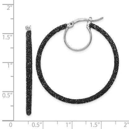Sterlingsilber Rhodium/black Glitzer Emaille 2x35mm Creolen