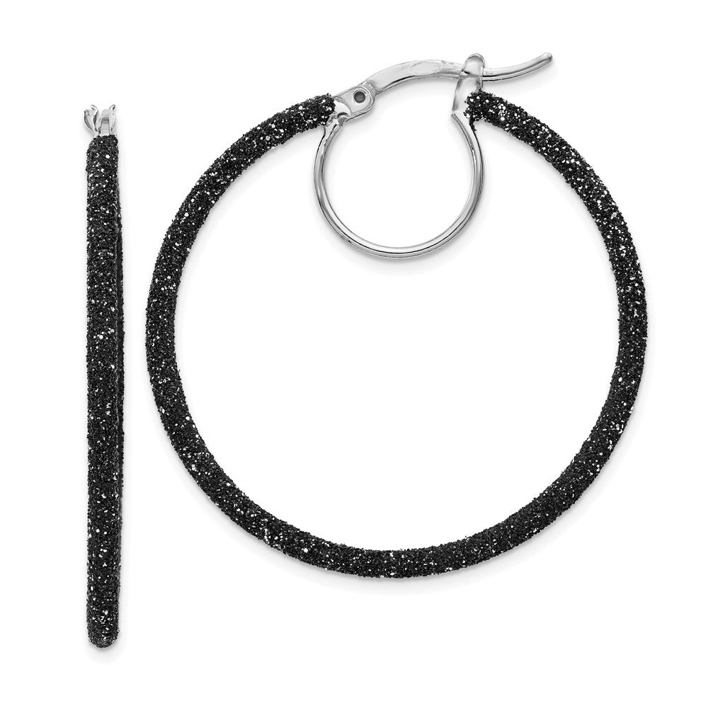 Sterlingsilber Rhodium/black Glitzer Emaille 2x35mm Creolen