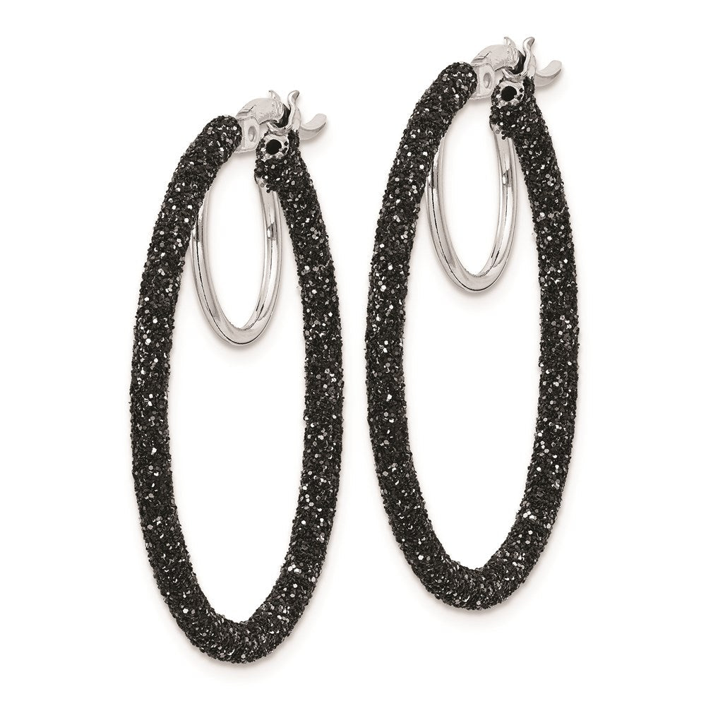 Sterlingsilber Rhodium/black Glitzer Emaille 2x30mm Creolen