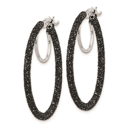 Sterlingsilber Rhodium/black Glitzer Emaille 2x30mm Creolen