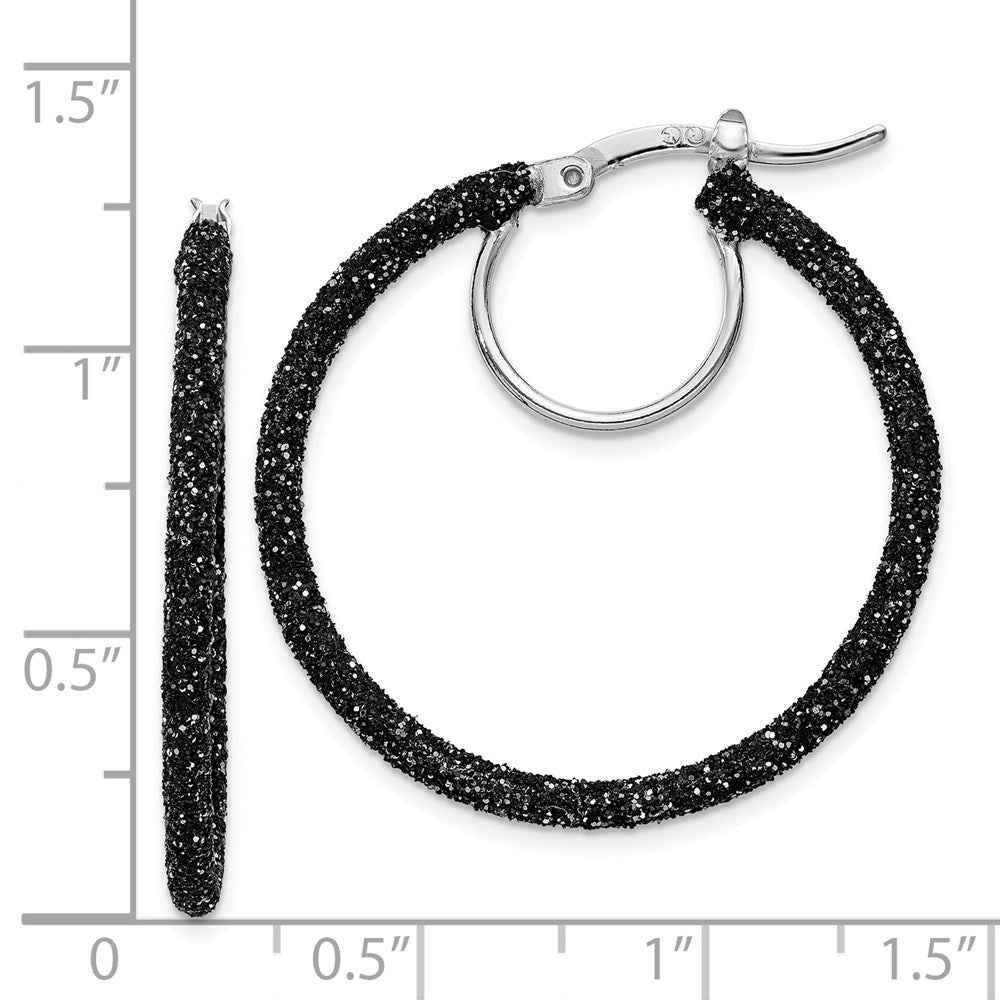 Sterlingsilber Rhodium/black Glitzer Emaille 2x30mm Creolen