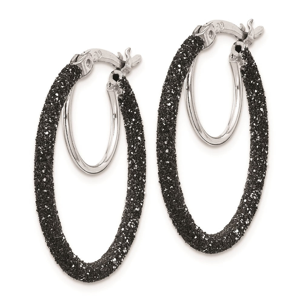 Sterlingsilber Rhodium/black Glitzer Emaille 2x25mm Creolen