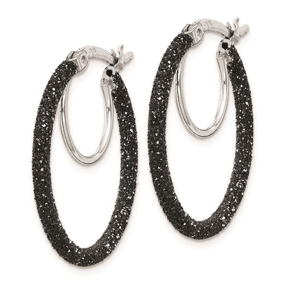 Sterlingsilber Rhodium/black Glitzer Emaille 2x25mm Creolen