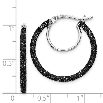 Sterlingsilber Rhodium/black Glitzer Emaille 2x25mm Creolen