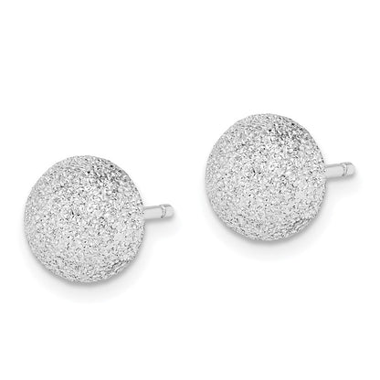 Sterlingsilber Rhodiniert 8mm Satiniert Finish Ohrstecker