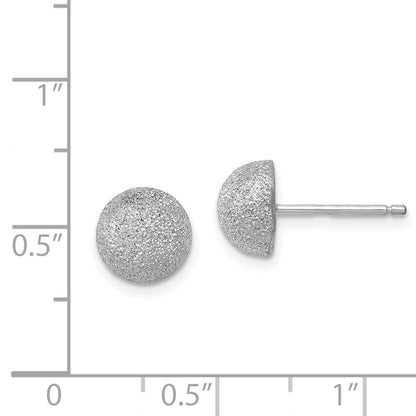 Sterlingsilber Rhodiniert 8mm Satiniert Finish Ohrstecker