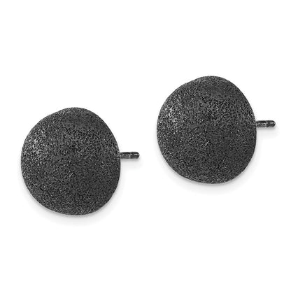 Sterlingsilber & Schwarz Ruthenium Strukturiert Finish Kugel Ohrstecker