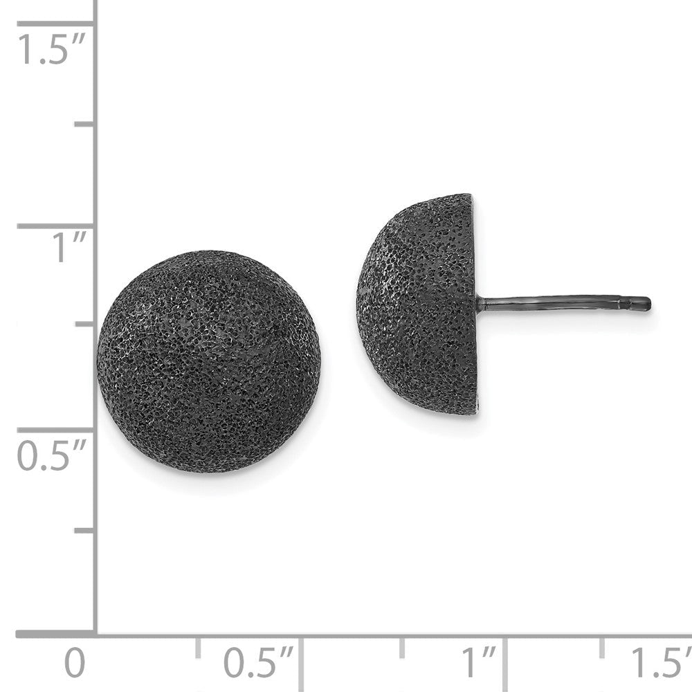 Sterlingsilber & Schwarz Ruthenium Strukturiert Finish Kugel Ohrstecker