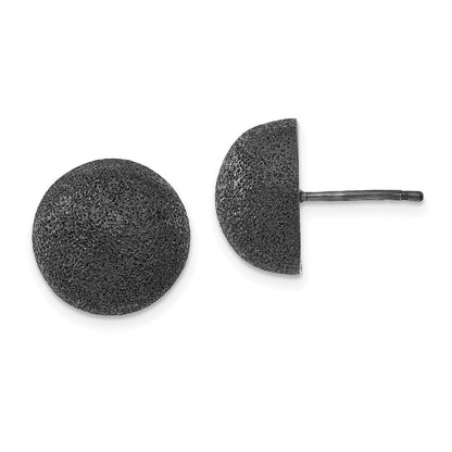 Sterlingsilber & Schwarz Ruthenium Strukturiert Finish Kugel Ohrstecker