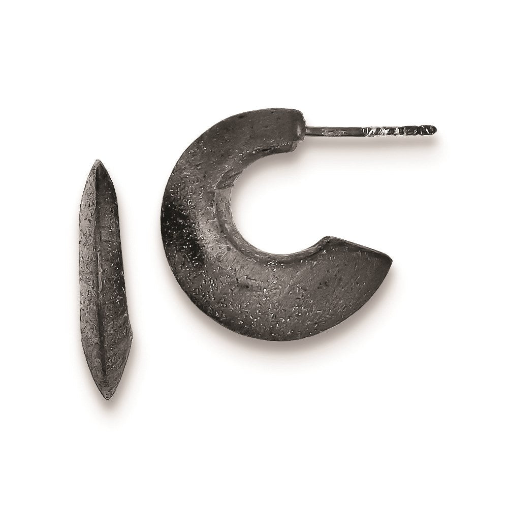 Sterlingsilber Schwarz Rhodium Satiniert Stecker Creolen