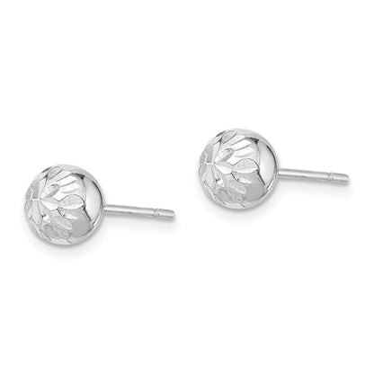Sterlingsilber Rhodiniert 7mm Diamantiert Ohrstecker