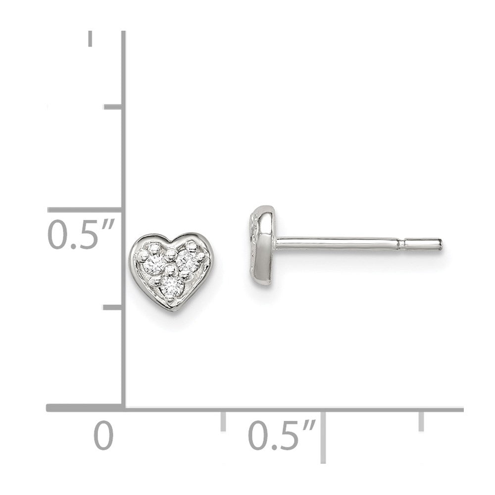 Sterlingsilber Poliert Zirkonia Herz Kinder Ohrstecker