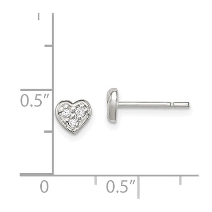 Sterlingsilber Poliert Zirkonia Herz Kinder Ohrstecker