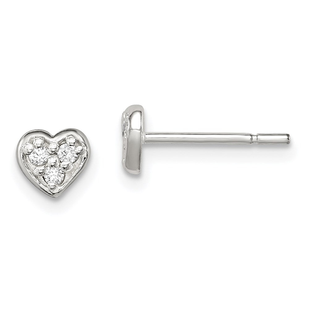 Sterlingsilber Poliert Zirkonia Herz Kinder Ohrstecker