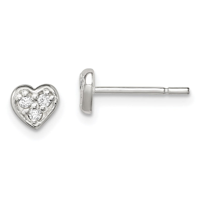 Sterlingsilber Poliert Zirkonia Herz Kinder Ohrstecker