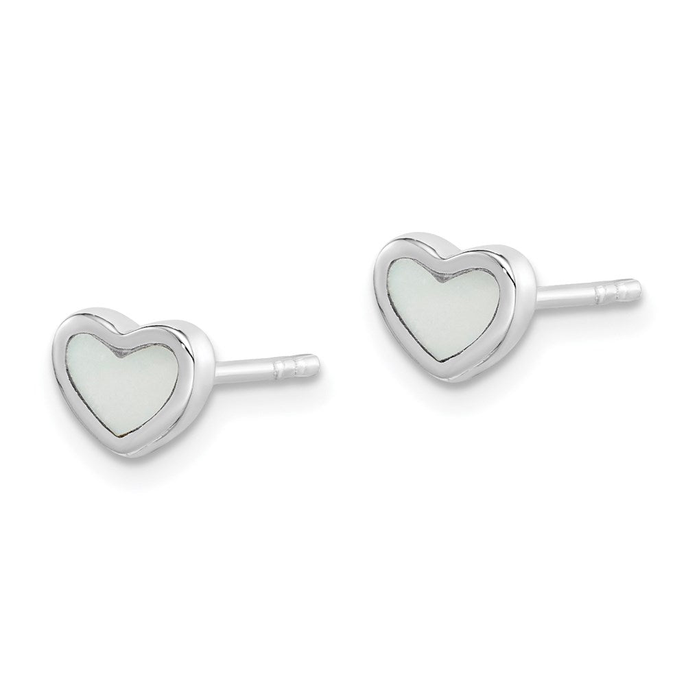 Sterlingsilber Rhodiniert Perlmutt Herz Ohrstecker