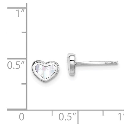 Sterlingsilber Rhodiniert Perlmutt Herz Ohrstecker