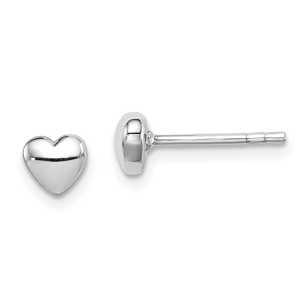 Sterlingsilber Rhodiniert Poliert Herz Ohrstecker