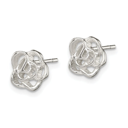 Sterlingsilber Poliert Blume Ohrstecker