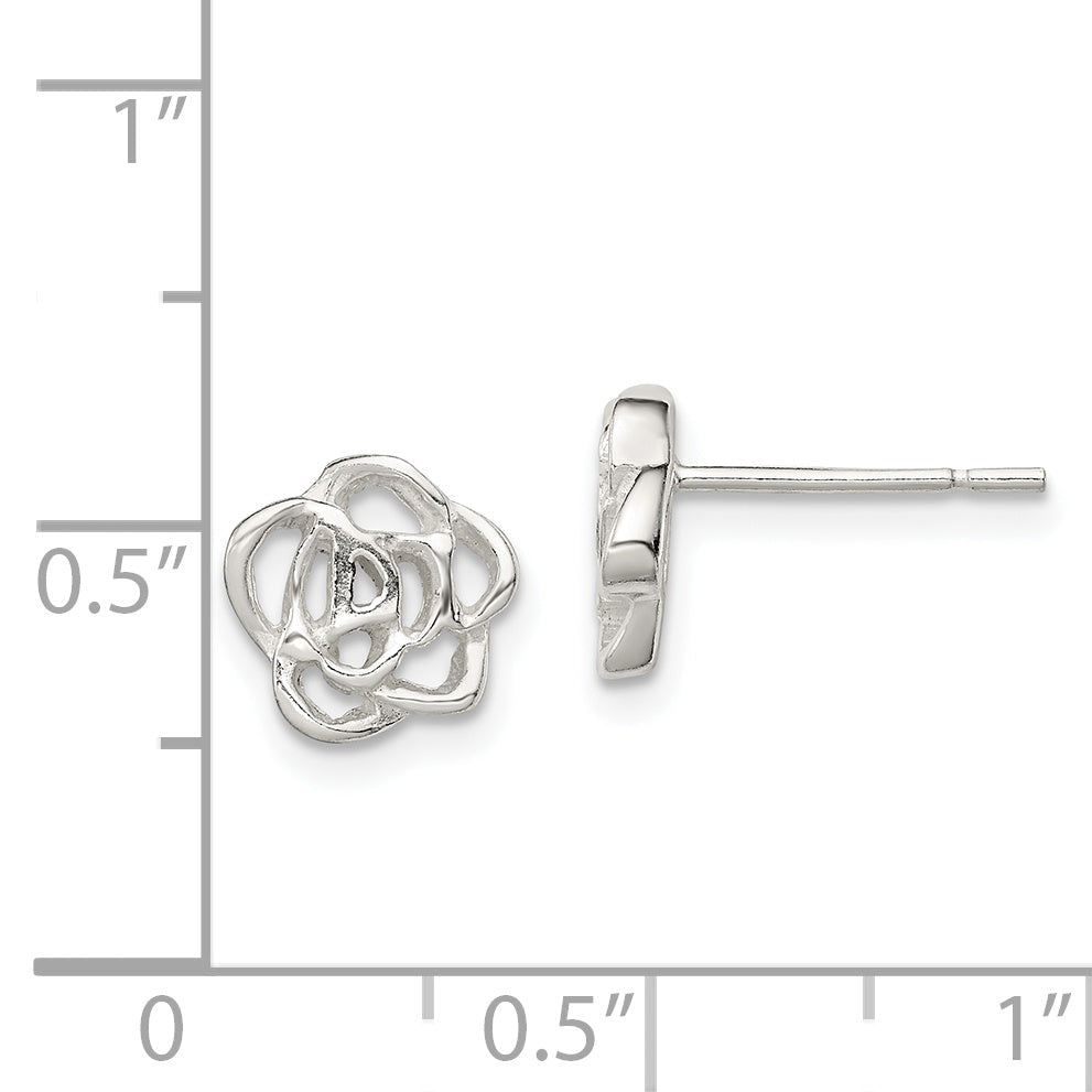 Sterlingsilber Poliert Blume Ohrstecker