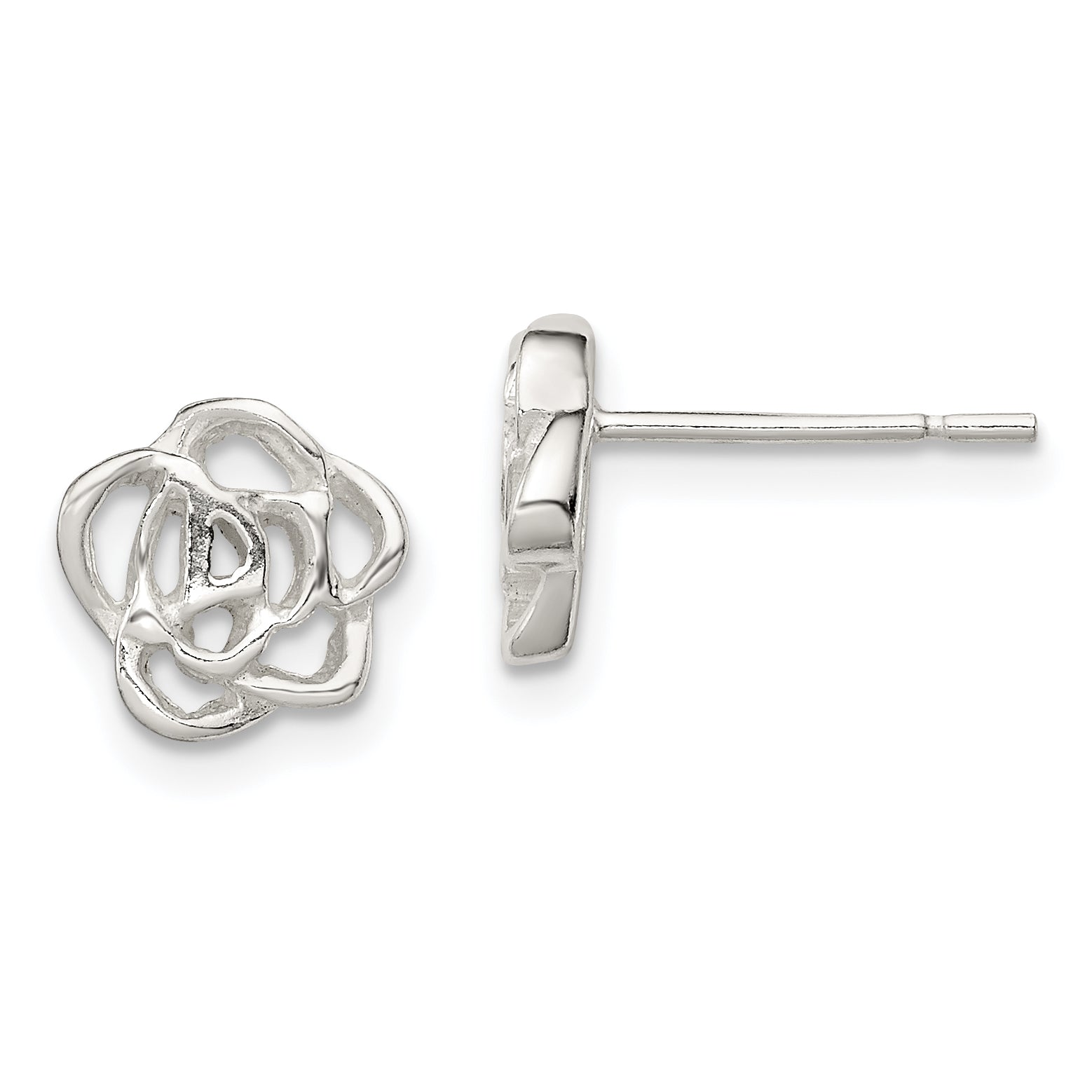 Sterlingsilber Poliert Blume Ohrstecker