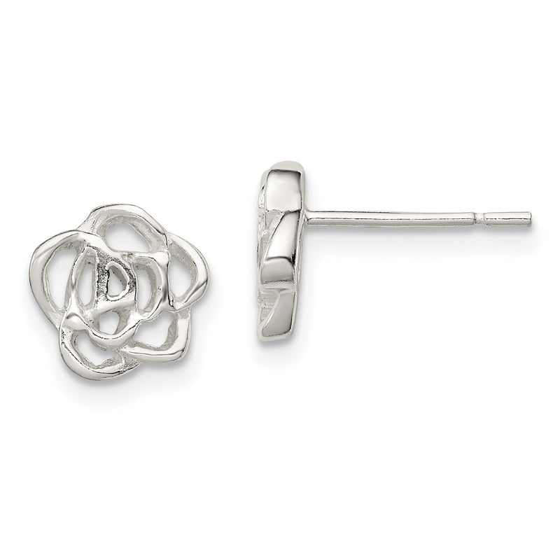 Sterlingsilber Poliert Blume Ohrstecker