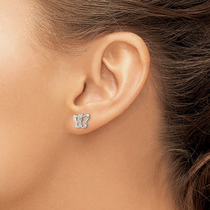 Sterlingsilber Poliert Schmetterling Kinder Ohrstecker