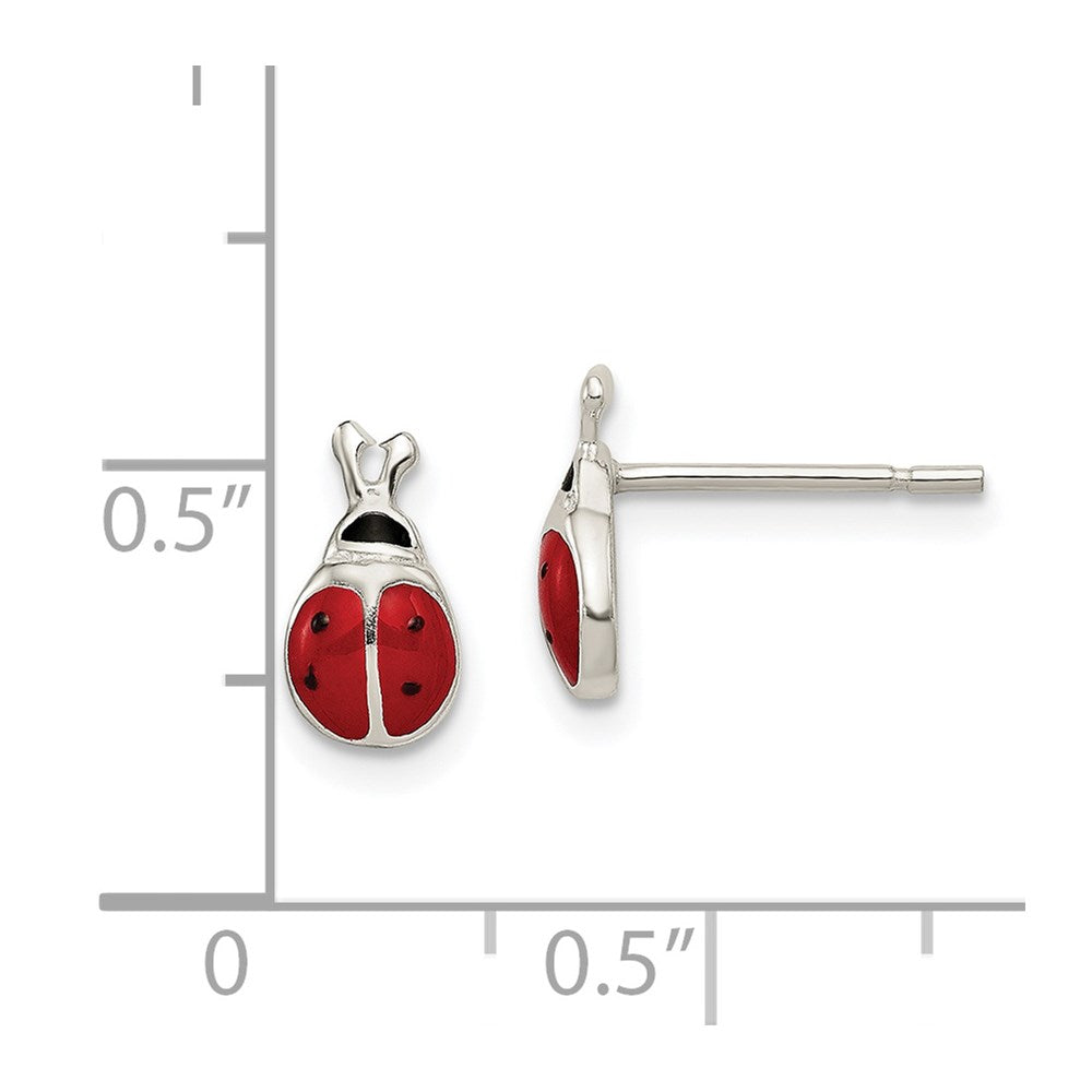 Sterlingsilber Poliert Rot/black Emailliert Marienkäfer Ohrstecker