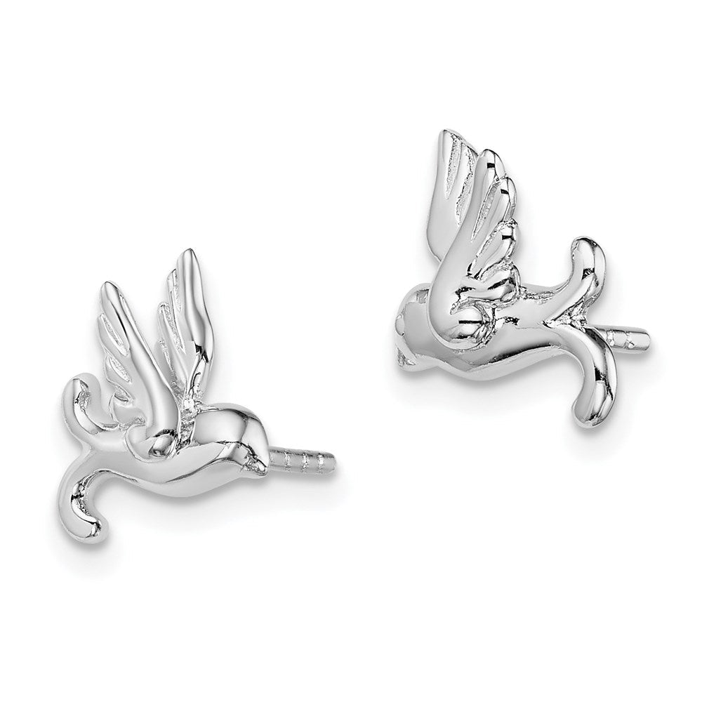 Sterlingsilber Rhodiniert Vogel Ohrstecker