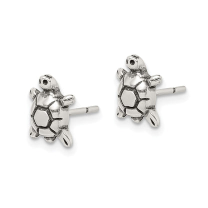 Sterlingsilber Poliert & Antikisiert Schildkröte Ohrstecker