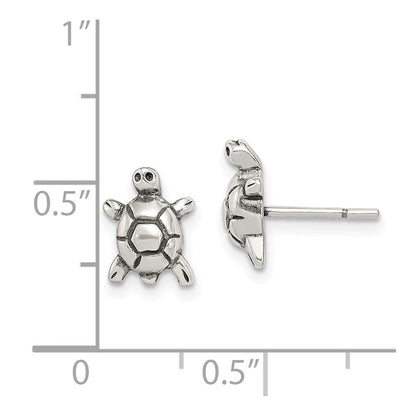 Sterlingsilber Poliert & Antikisiert Schildkröte Ohrstecker
