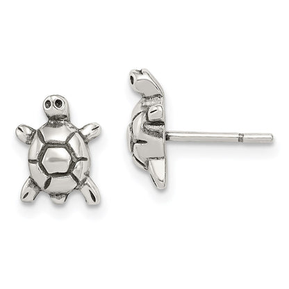 Sterlingsilber Poliert & Antikisiert Schildkröte Ohrstecker