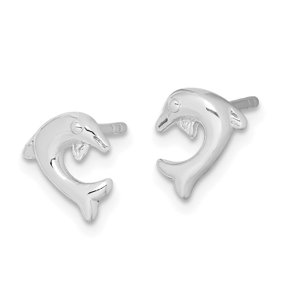 Sterlingsilber Rhodiniert Poliert Delfin Ohrstecker