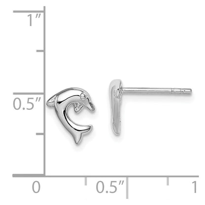 Sterlingsilber Rhodiniert Poliert Delfin Ohrstecker