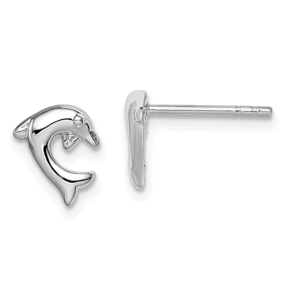 Sterlingsilber Rhodiniert Poliert Delfin Ohrstecker