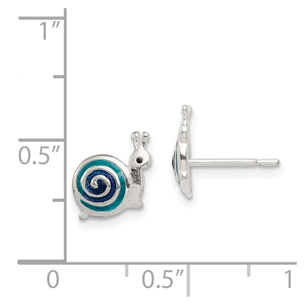 Sterlingsilber Poliert Blau & Schwarz Emailliert Snail Ohrstecker